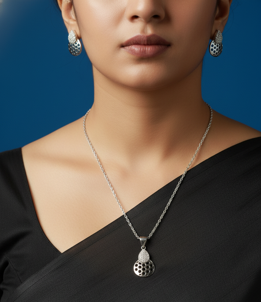 Luna Glow 925 Sterling Silver Pendant with Earring set (FREE 925 PENDANT CHAIN)