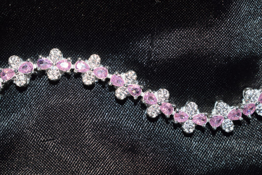 Pink Blush Blossom Silver Bracelet