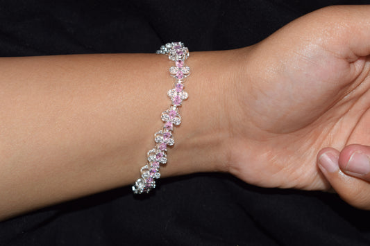 Pink Blush Blossom Silver Bracelet