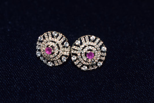 Crimson Halo Pure 925 Sterling Silver Earrings (Purple)