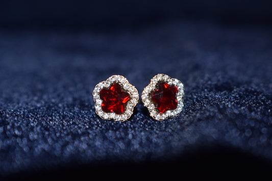 Scarlet Bloom Pure 925 Sterling Silver Earrings