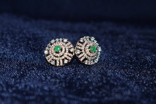 Crimson Halo Pure 925 Sterling Silver Earrings (Green)