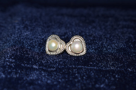 Pearl Hearted Pure 925 Sterling Silver Earrings