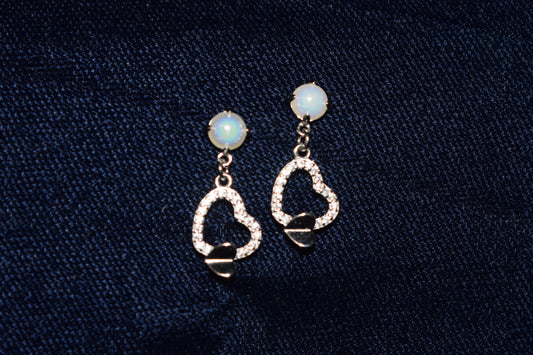 Moonlit Heart Drops Pure 925 Sterling Silver Earrings