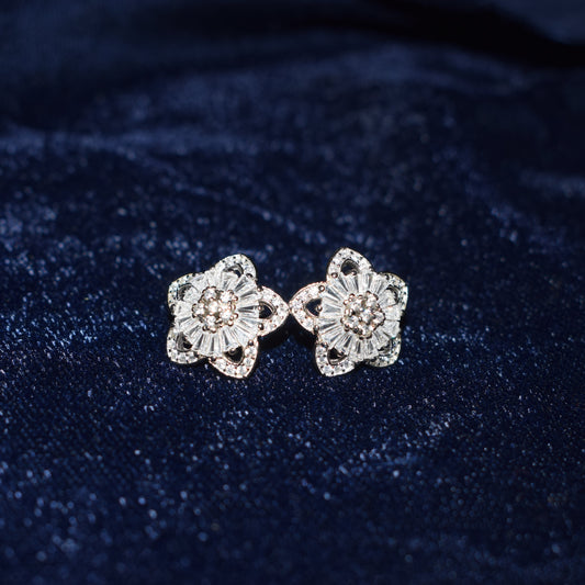 Starlit Petal Stud Pure 925 Silver Earrings