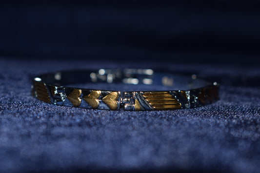 The Intertwined Heart Silver Bracelet with Gold Polish