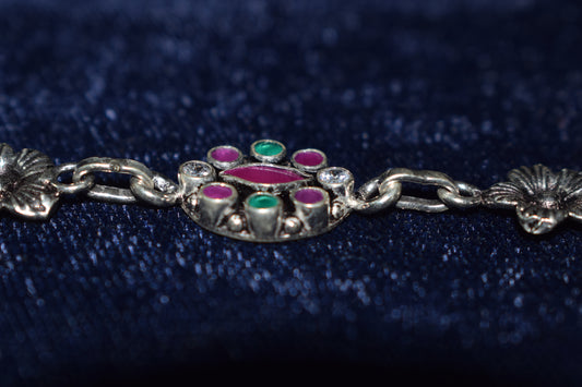 The Jewel Blossom Pure 925 Sterling Silver Anklet