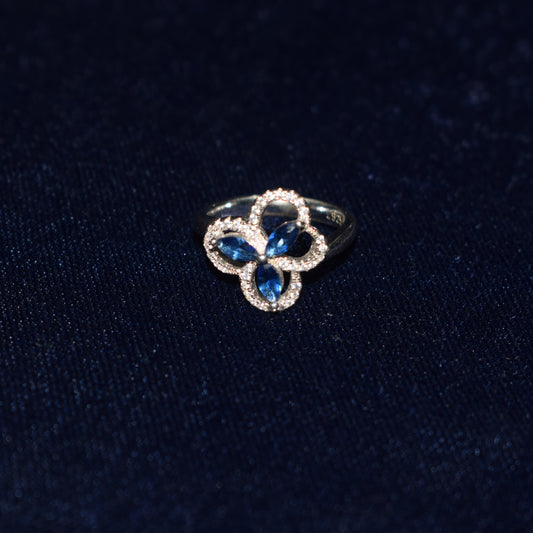 The Midnight Flower Pure 925 Sterling Silver Ring