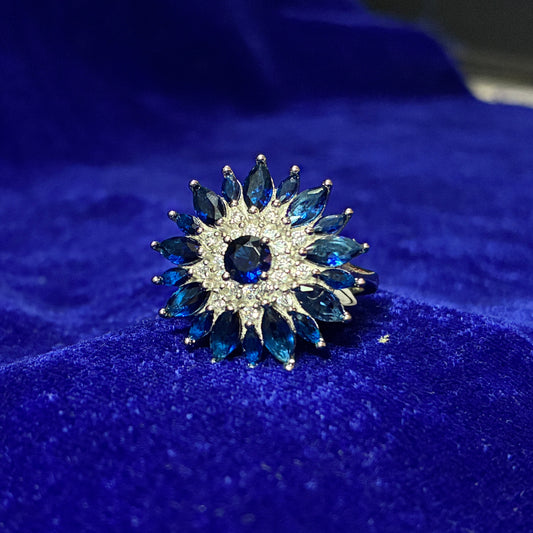 Blue Mirage 925 Silver Hallmarked Ring