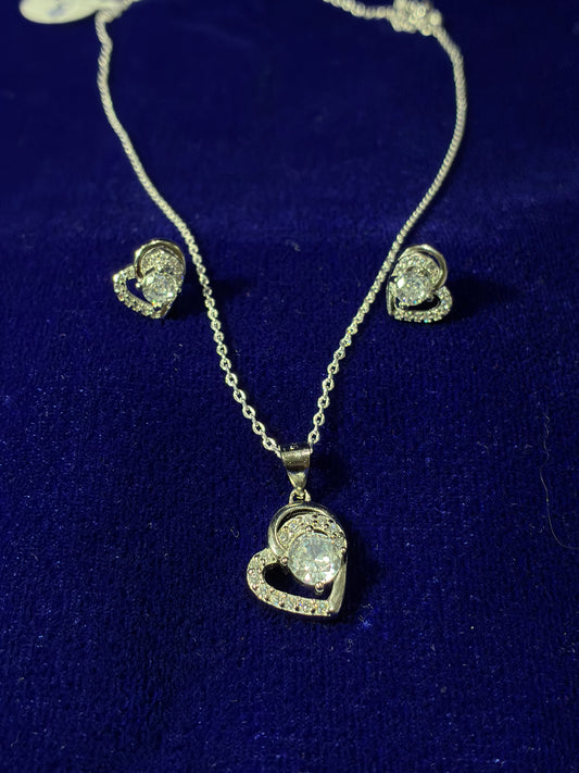 Eternal Heart Pendant and Earring Set with FREE 925 PENDANT CHAIN