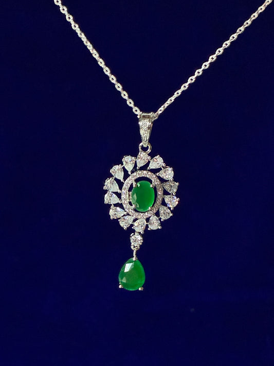 Verdant Blossom 925 Sterling Silver Pendant with Earring Set (FREE 925 PENDANT CHAIN)