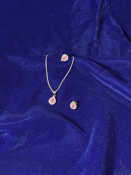 Rosa Splendor Pendant and Earring Set (FREE 925 PENDANT CHAIN)