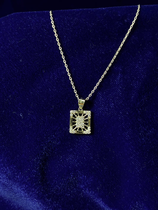 The Radiant Square Sterling Silver Pendant and Earring Set (FREE 925 PENDANT CHAIN)