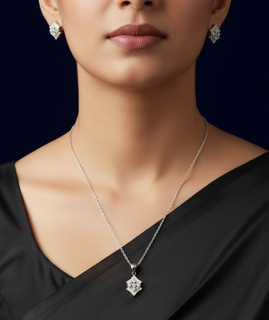 Eternal Grace 925 Sterling Silver Pendant with Earring Set (FREE 925 PENDANT CHAIN)